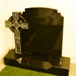 Headstone Black granite celtic cross
